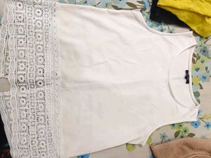 White Lace Trim Sleeveless Top