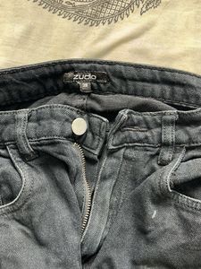 Black Wide Leg Jeans with Frayed Hem