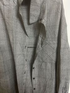 Oversized Grey Plaid Longline Shirt