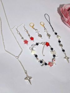 Chic Beaded Jewelry Set - Necklace, Earrings, Brac