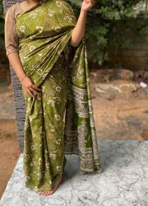 Elegant Green Printed Saree