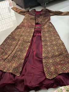 Elegant Burgundy Silk Skirt