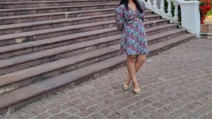 Floral Print V-Neck Mini Dress