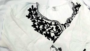 White short kashmiri embroidery kurti