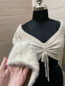 korean y2k style fur top