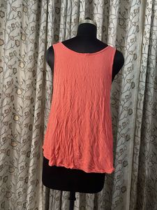 Coral V-Neck Sleeveless Top