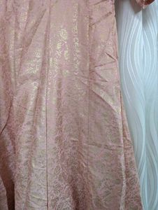 Brocade pink anarkali kurta