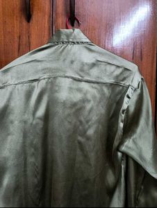 Olive Green Satin Shirt