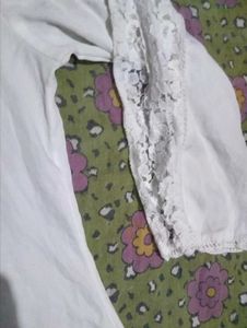 White Lace Sleeve Top