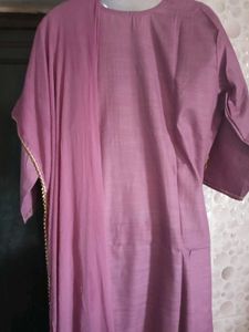 BrandNew MauveColor Kurti Set - Plazzo&amp;Dupatta -4