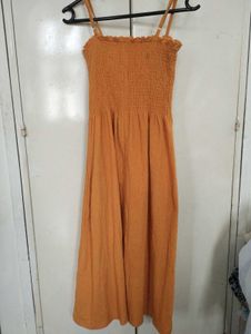 Smocked Orange Maxi Dress