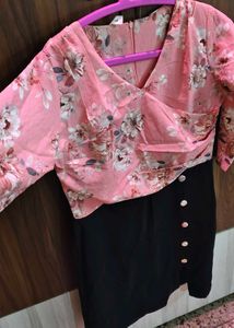 Chic Floral Print Wrap Dress / one piece