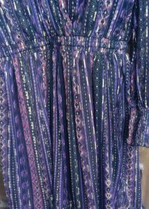 Boho Maxi Dress with Metallic Print