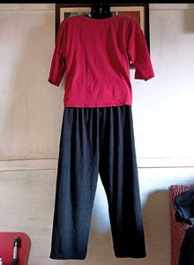 Cute Anime Graphic Tee &amp; black pant free size