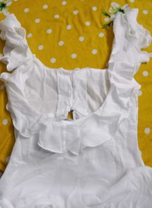XS size Chic White Ruffle Mini Dress