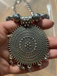 Boho Oxidised Silver Necklace