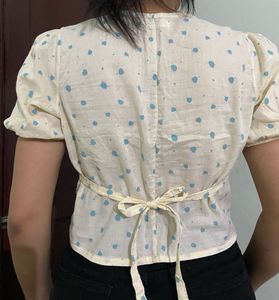 Butter Yellow Polka Dot V-Neck Top