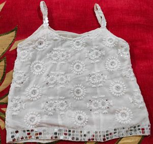 White Embroidered Top &amp; Shorts Set