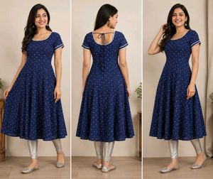 Velvet Navy Blue Polka Dot Dress