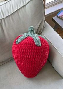 Handmade Crochet Strawberry Pillow