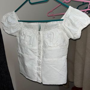 White solid square neck top(newme)