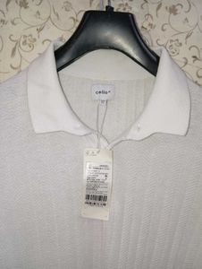 celio men chevron regular fit White Polo T-Shirt