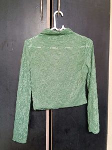 Green Lace Cropped Top