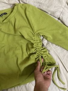 SALE ‼️‼️Lime Green Ruched Long Sleeve Top