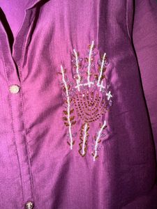 Purple Embroidered Kurta Top pant