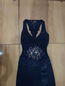 Elegant Navy drss with Lace Detail