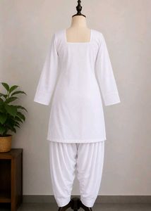 HAND STITCH Classic White Cotton Kurta Set