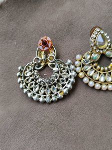 Pearl &amp; Stone Statement Earrings