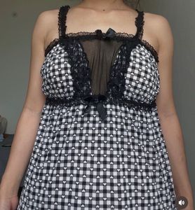 Cute Black &amp; White Gingham Heart Babydoll