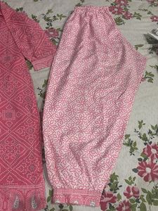 Pink Bandhani Kurta Set