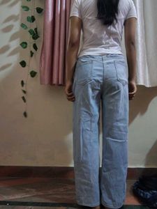 straight fit blue jeans