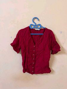 Chic Maroon Short-Sleeve Top