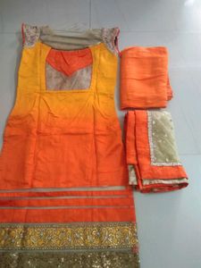 Yellow Kurta Set with Orange Dupatta