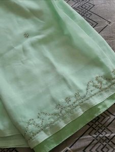 Elegant Light Green Embellished Saree