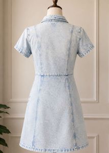 Light Wash Denim Button-Up Dress