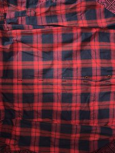 Classic Red Flannel &amp; Navy Plaid Shirt