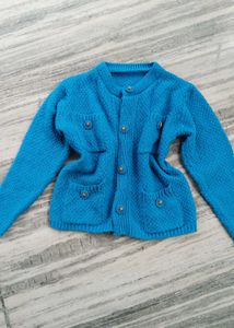 Blue Knit tweed Cardigan jacket with Button D