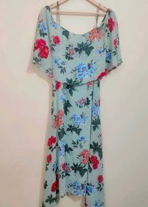 Light Sea Green Floral Print Dress 36 Bust