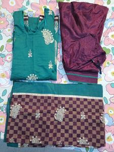 Beautiful Teal Kurta Set with Maroon Pants