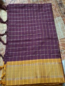 Elegant coffee brown Checked  ghatchola Saree