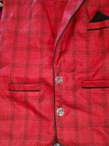 Stylish Red Checked Nehru Jacket❤️