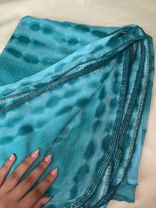 Teal Tie-Dye Dupatta with Tassels