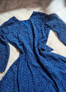 Elegant Blue Printed Maxi Dress