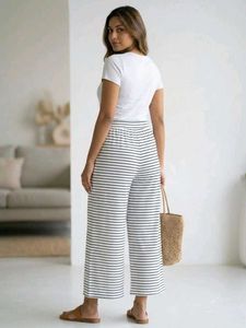 (Stylish Black &amp; White Striped Palazzo