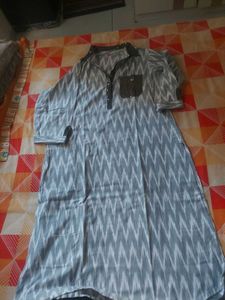 Stylish Grey Ikat Kurta with Sequins