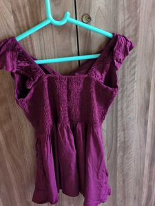 Burgandy Twist Front Off-Shoulder Top